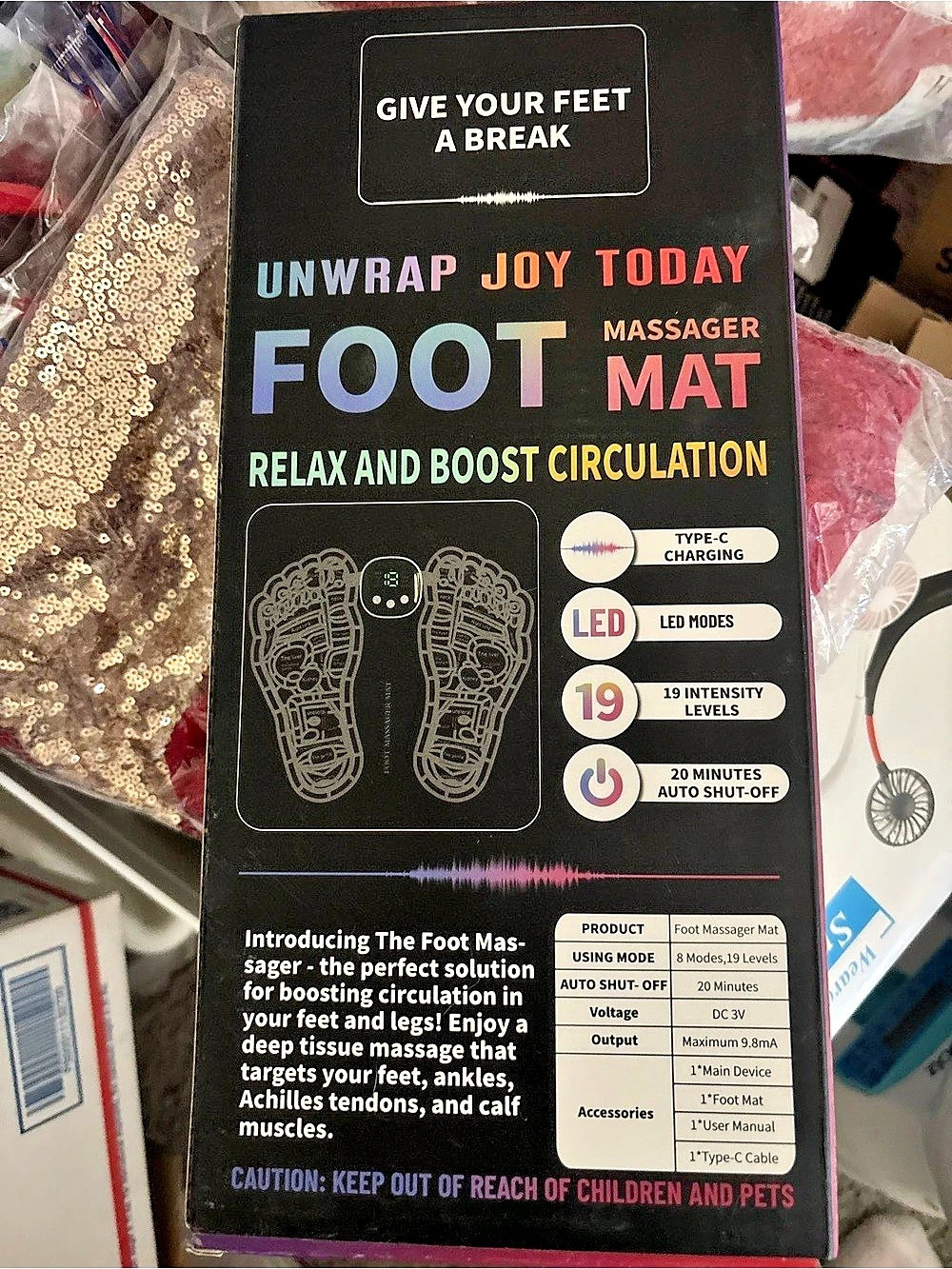 EMS Foot Massager Mat LED Black